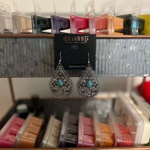 Shyanne Silver Teardrop Earrings with Turquoise Stone